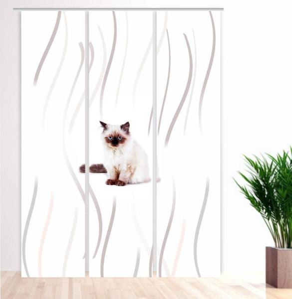 Majesti Katzenbaby Flächenvorhang - 3teiliges Set Flächenvorhang 3er Set, Schiebegardine, Schiebegardinen, blickdicht, Flächenvorhang blickdicht, Schiebevorhang,
